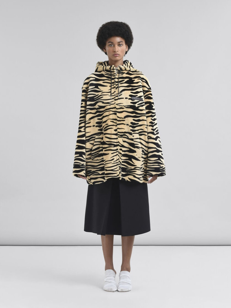 Marni SHEARLING TIGER PRINT HOODIE outlook
