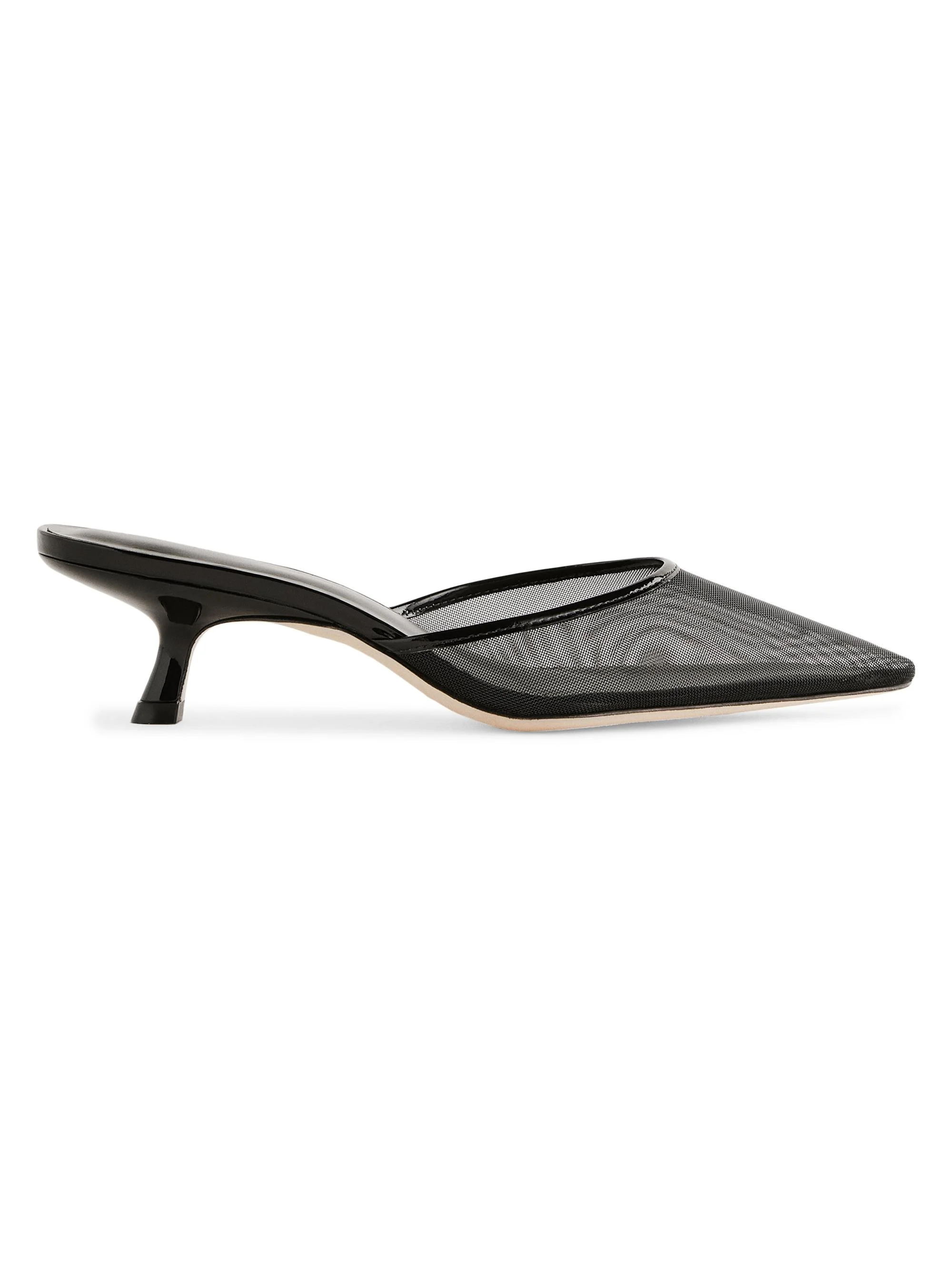 Women's Wilda 50MM Mesh Kitten-Heel Mules - Black - 1