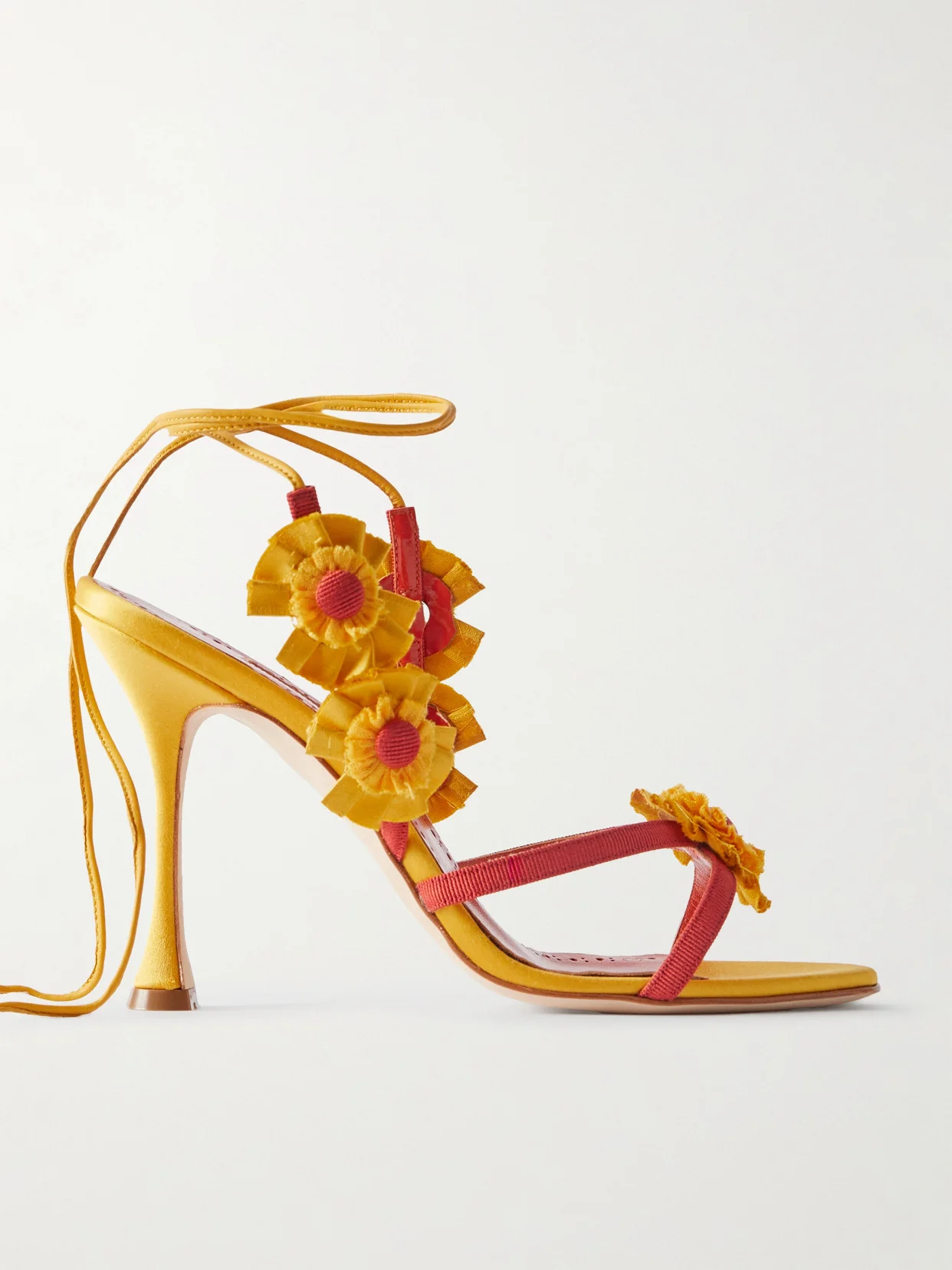 Palissot Leather-trimmed Appliquéd Grosgrain And Satin Sandals - 1