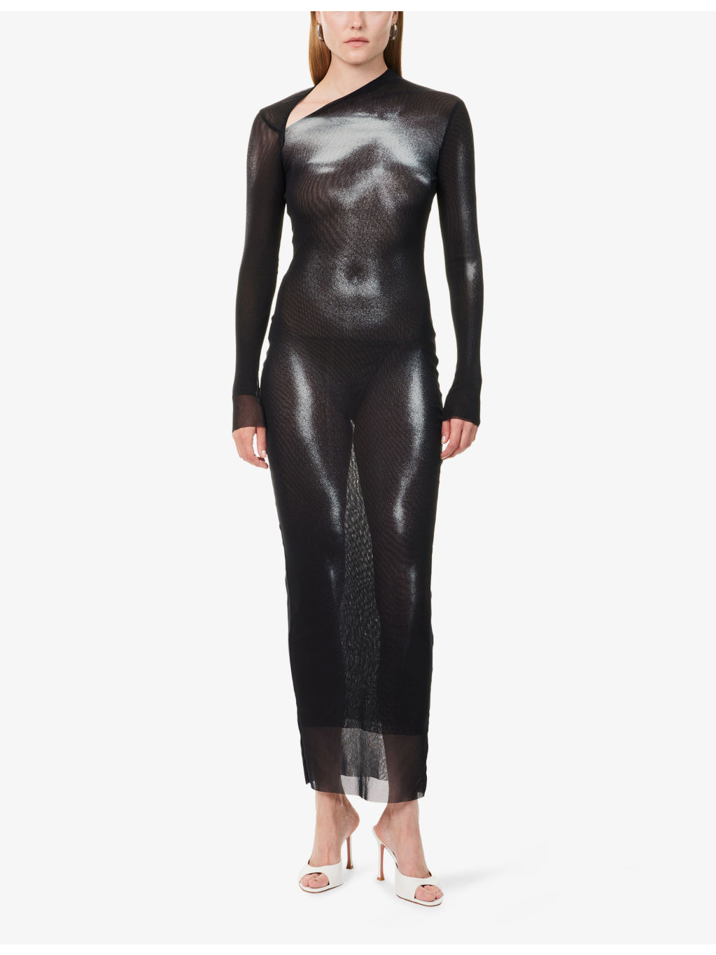 Printed Long-Sleeves Woven Maxi Dress - 3