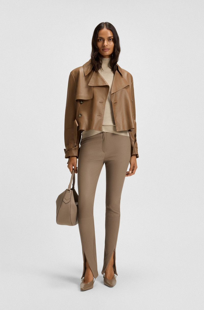 BOSS TRENCH-STYLE LEATHER JACKET WITH TIE-UP BELT outlook
