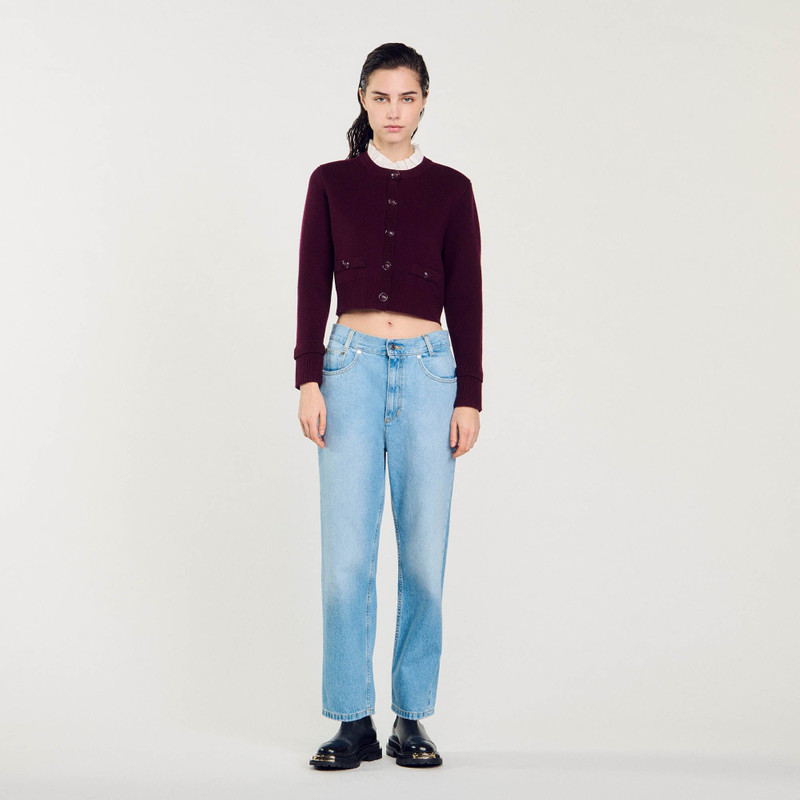 Sandro KNIT CARDIGAN WITH RUFFLED COLLAR outlook