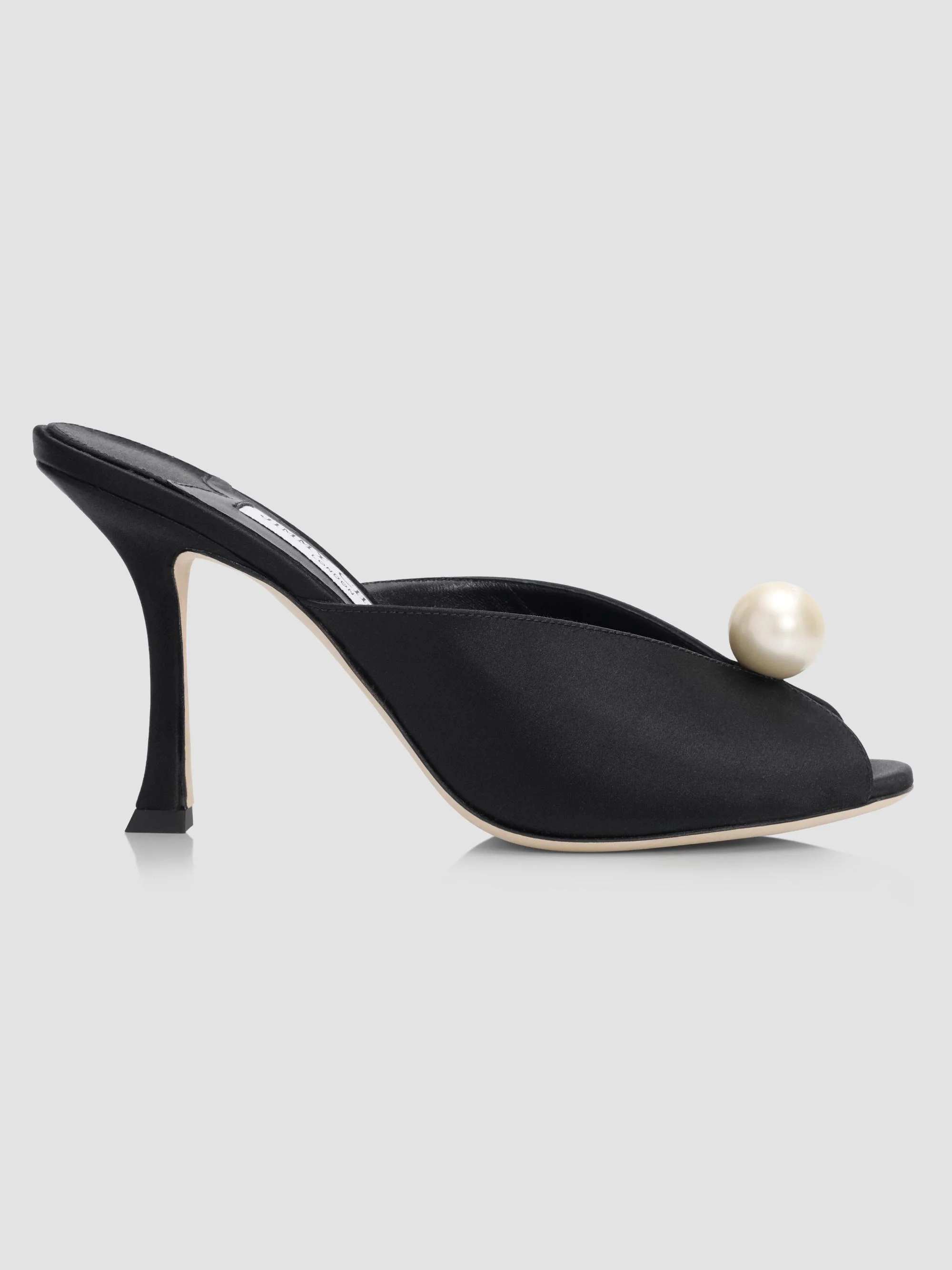 Women's Ziri 90MM Imitation-Pearl Satin Mules - Black - 1