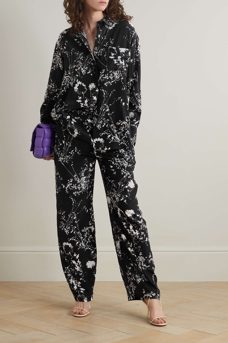 Victoria Beckham Floral-print silk crepe de chine pajama shirt outlook