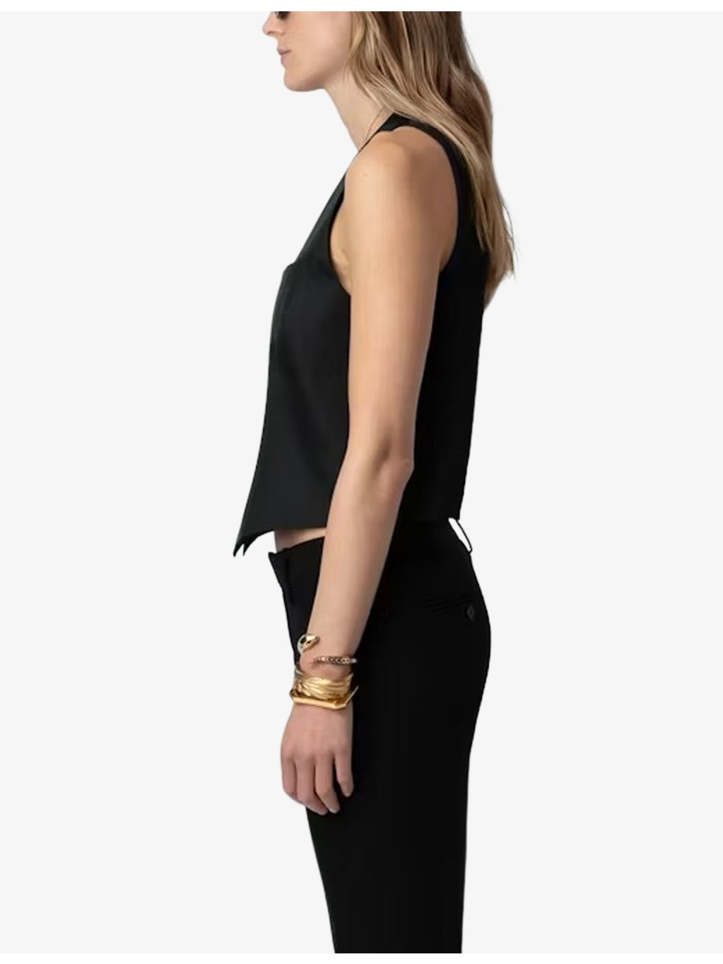 Emaux V-neck button-up satin top - 3