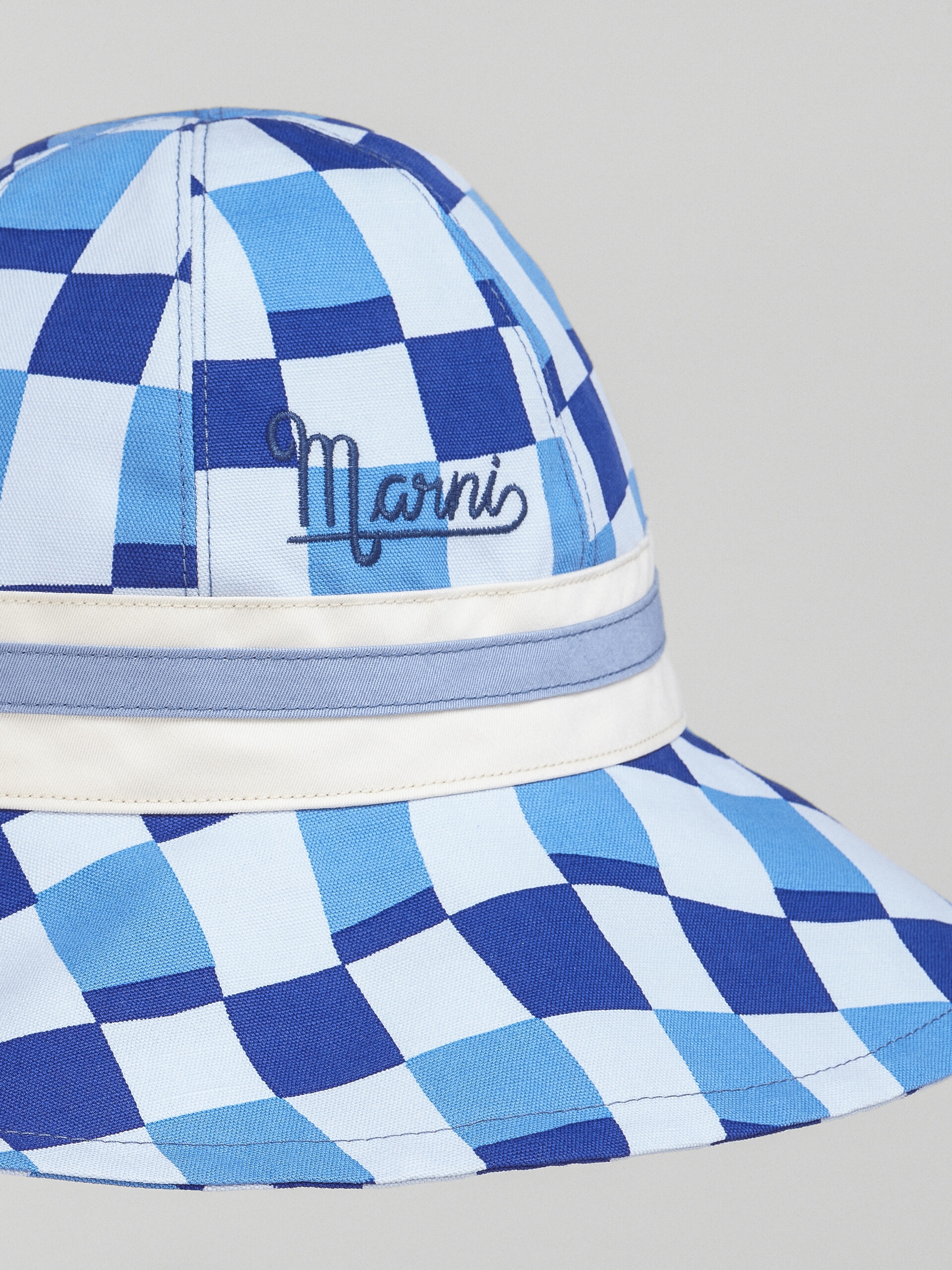 BLUE ALL-OVER PRINT COTTON BUCKET HAT - 3