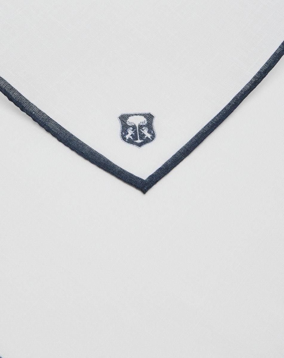Blue/white pure linen pocket square - 3