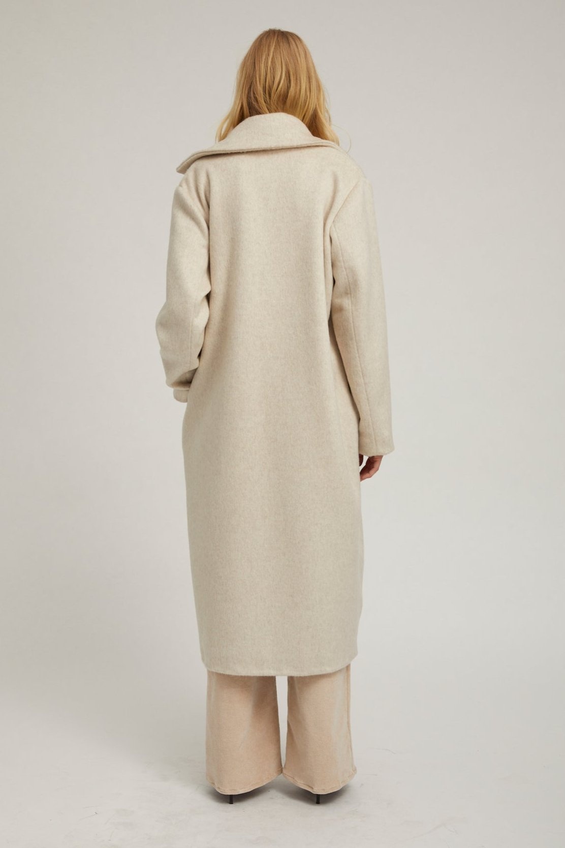OFF WHITE WOOL CASHMERE CLASSIC COAT - 5