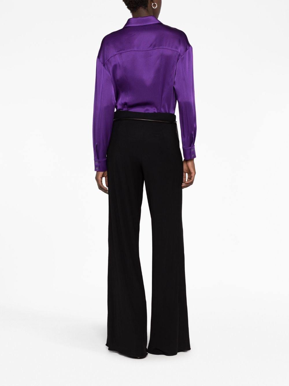 cut-out wide-leg silk trousers - 6