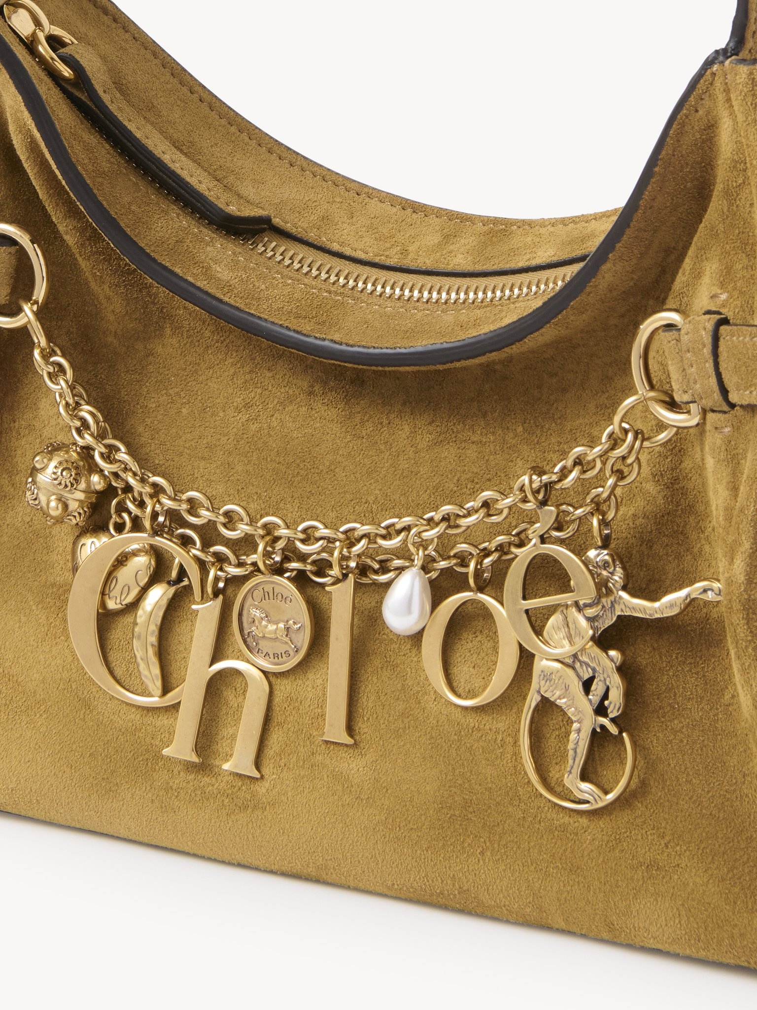 CHLOÉ CHARMS HOBO BAG IN SUEDE LEATHER - 5