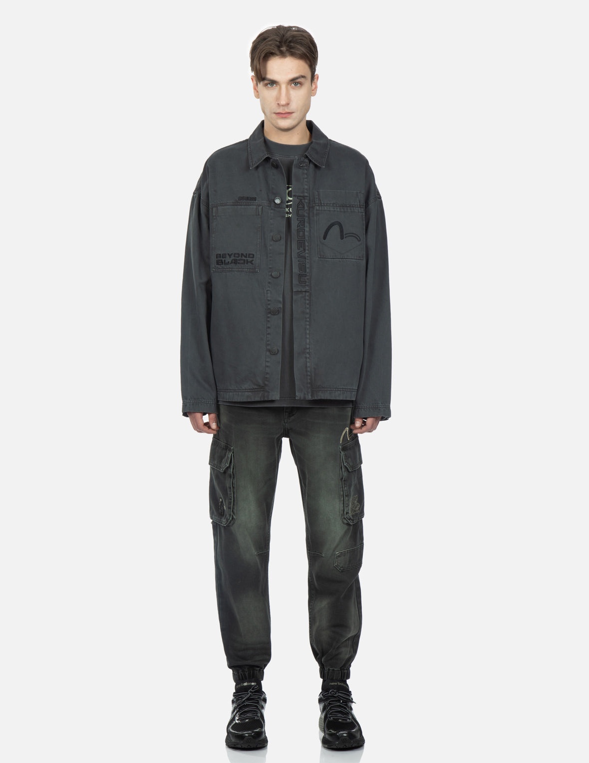 Logo Embroidery Garment Washed Shirt Jacket - 5