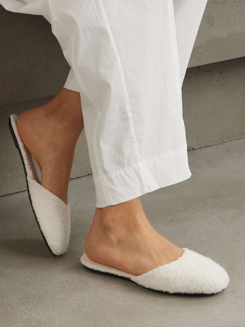 LESET Romy wool and cashmere-blend bouclé slippers Ivory outlook