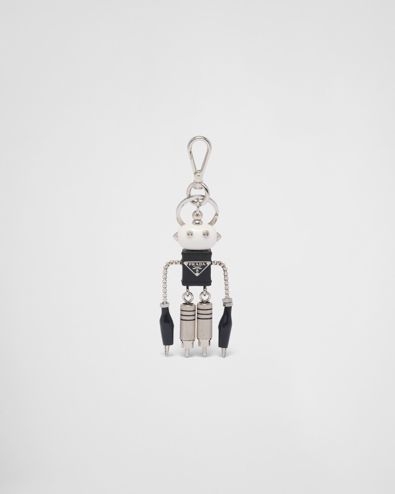 Saffiano leather robot trick keychain 1