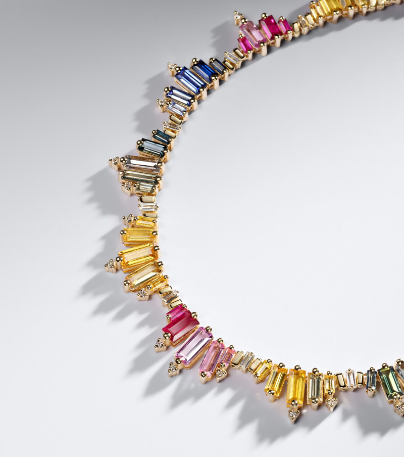 18kt gold necklace with sapphires and diamonds 5