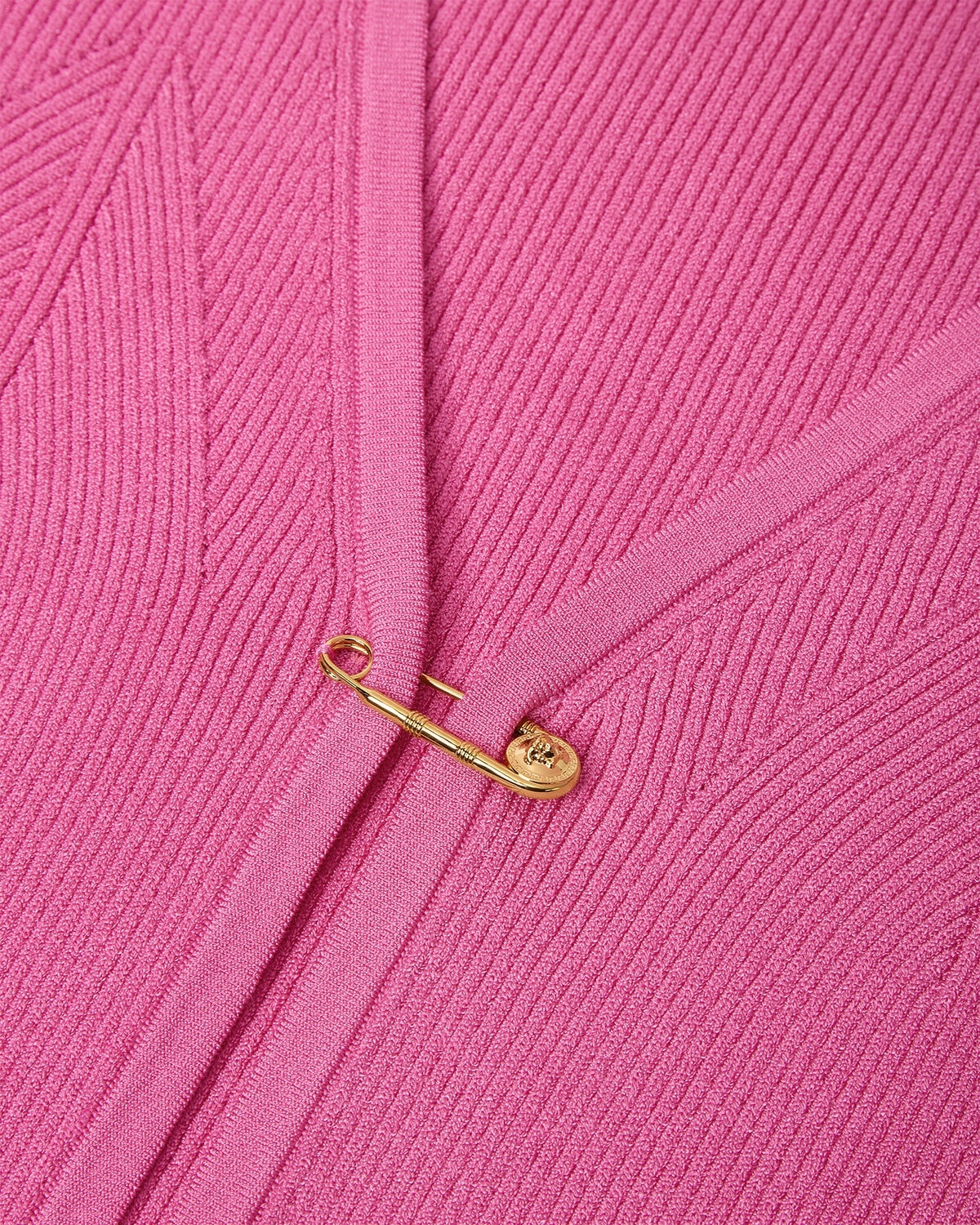 Safety Pin Ribbed Knit Fitted Cardigan - 2