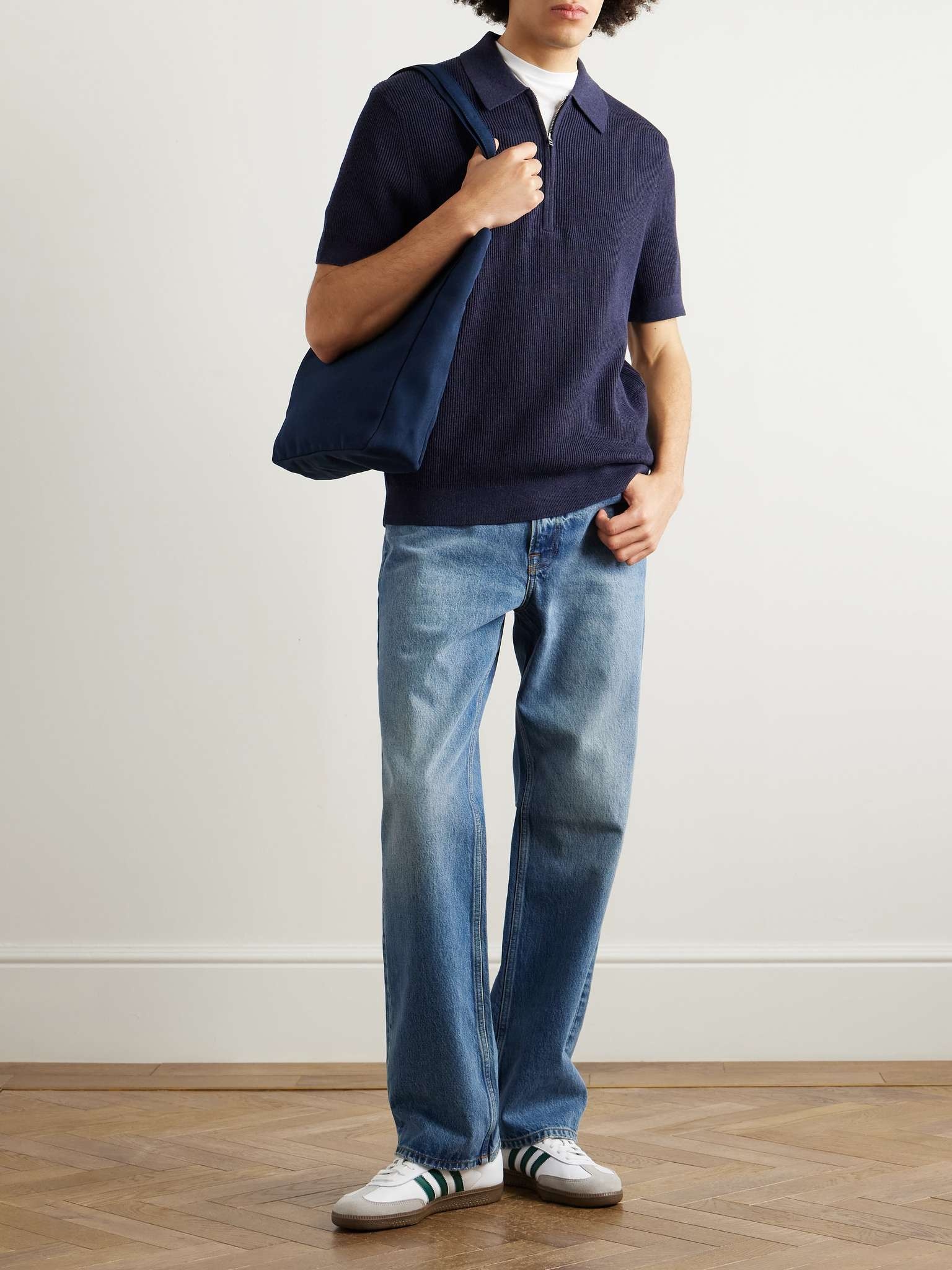 Hansie 6600 Ribbed Organic Cotton Half-Zip Polo Shirt - 2