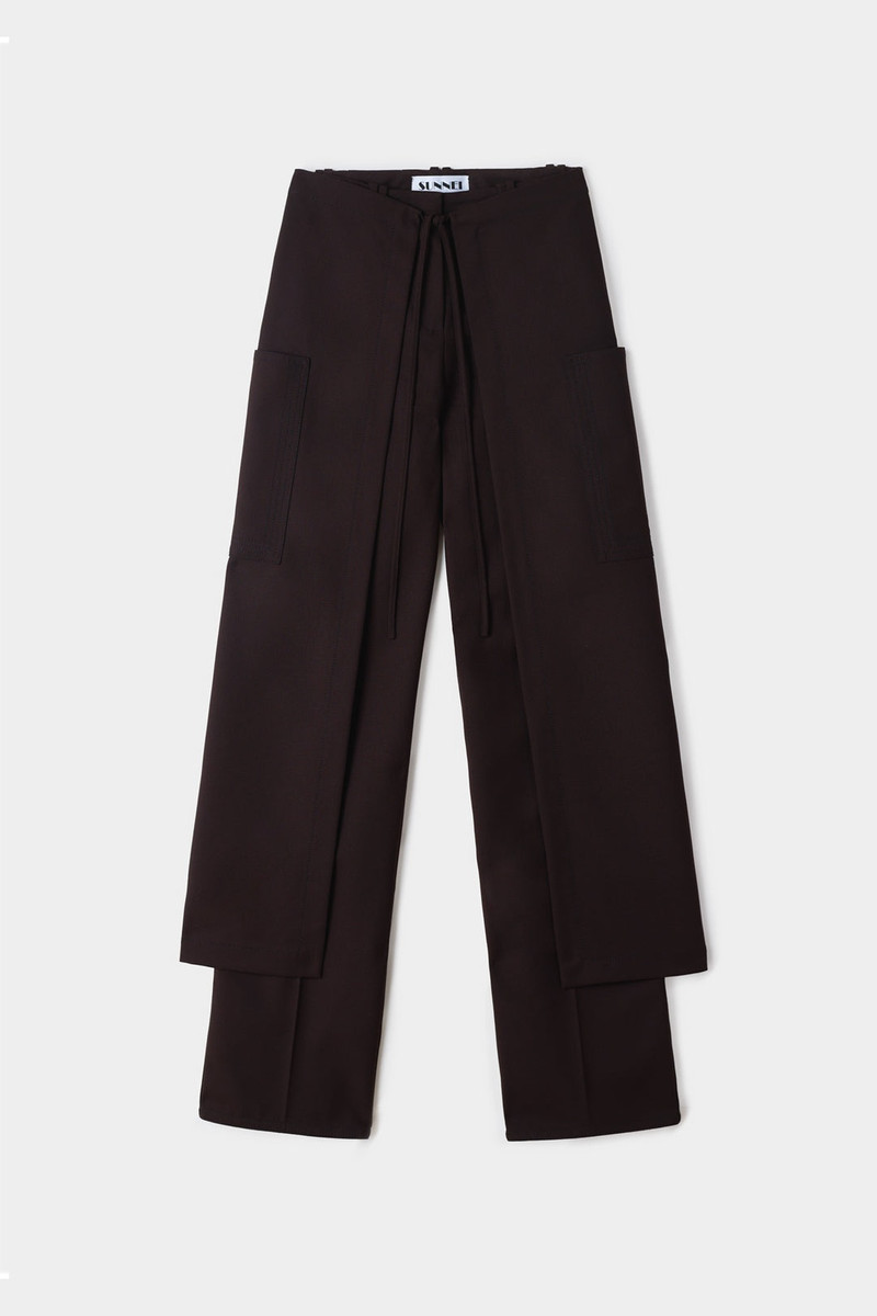 LONG PANEL PANTS / burnt aubergine 1