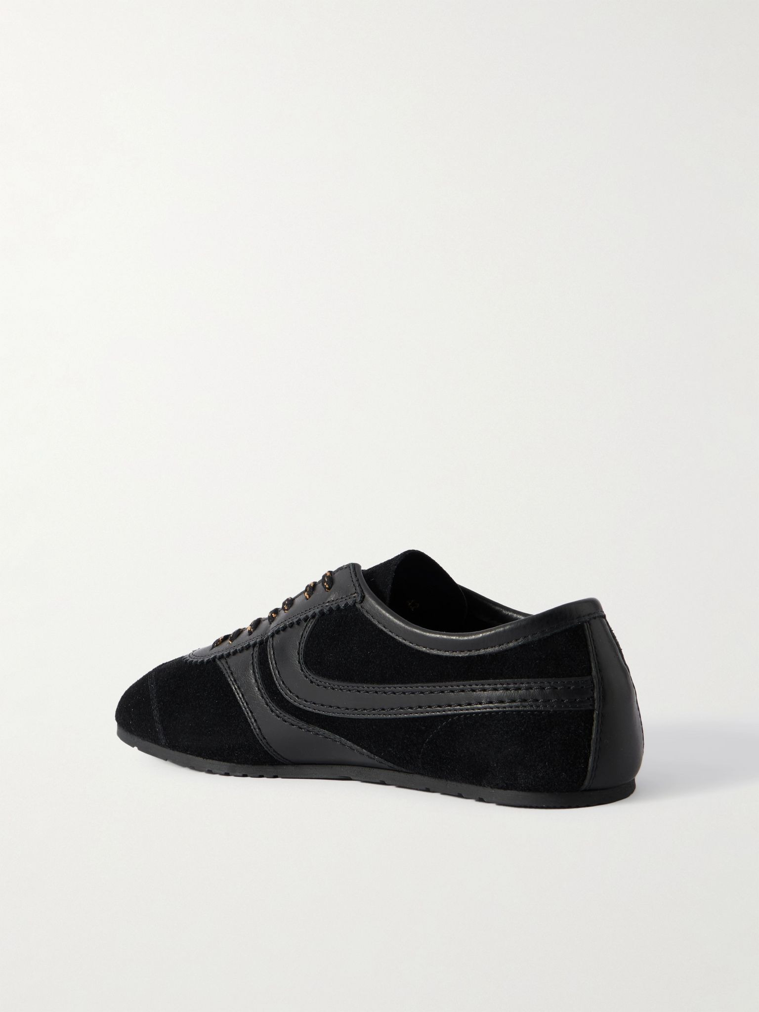 Leather-Trimmed Suede Sneakers Black - 4