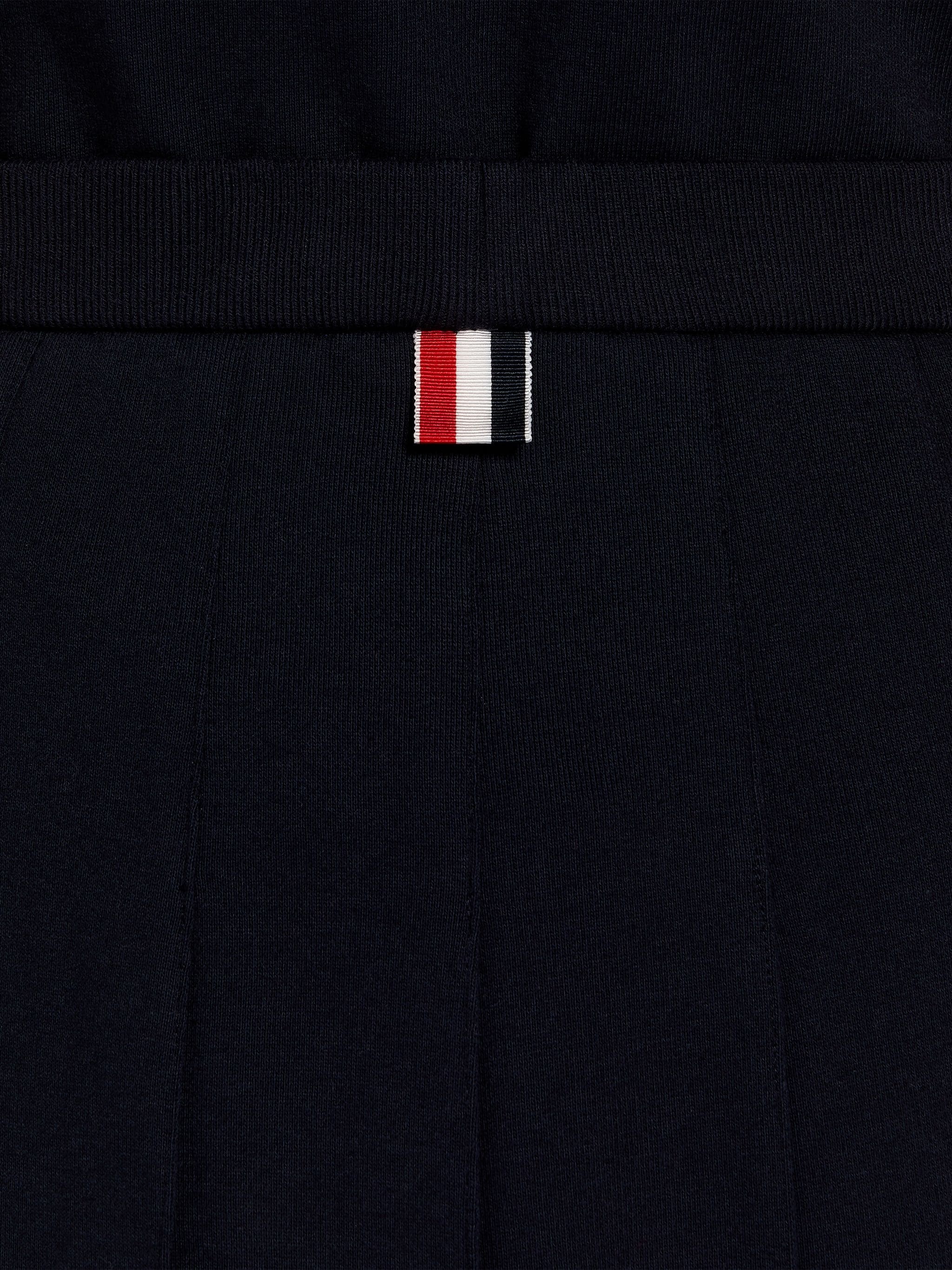 Navy Cotton Loopback Pleated Mini Skirt - 6