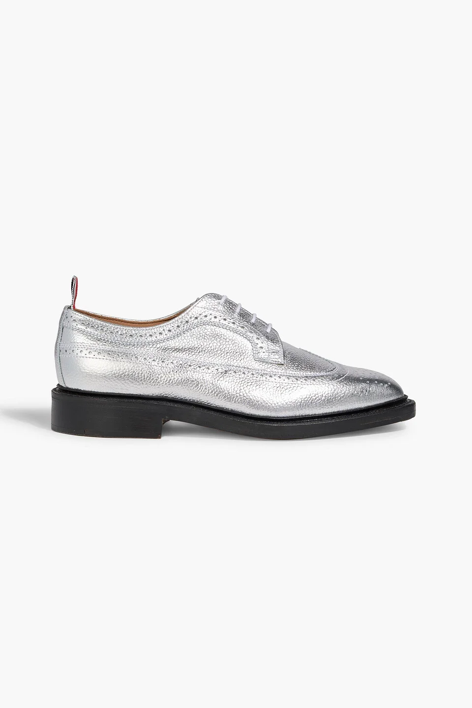 Metallic pebbled-leather Oxford brogues - 1