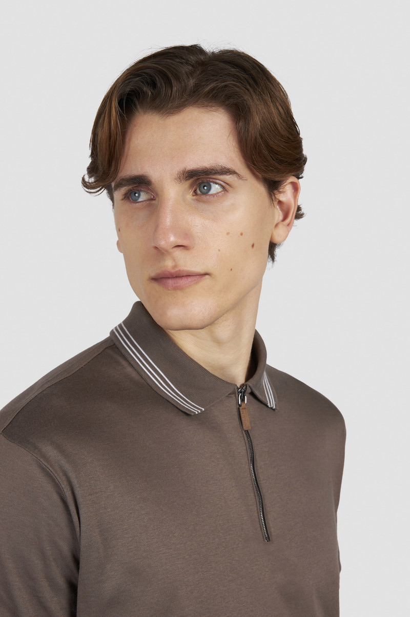 X-SOFT INTERLOCK COTTON POLO SHIRT WITH STRIPED PROFILES 4