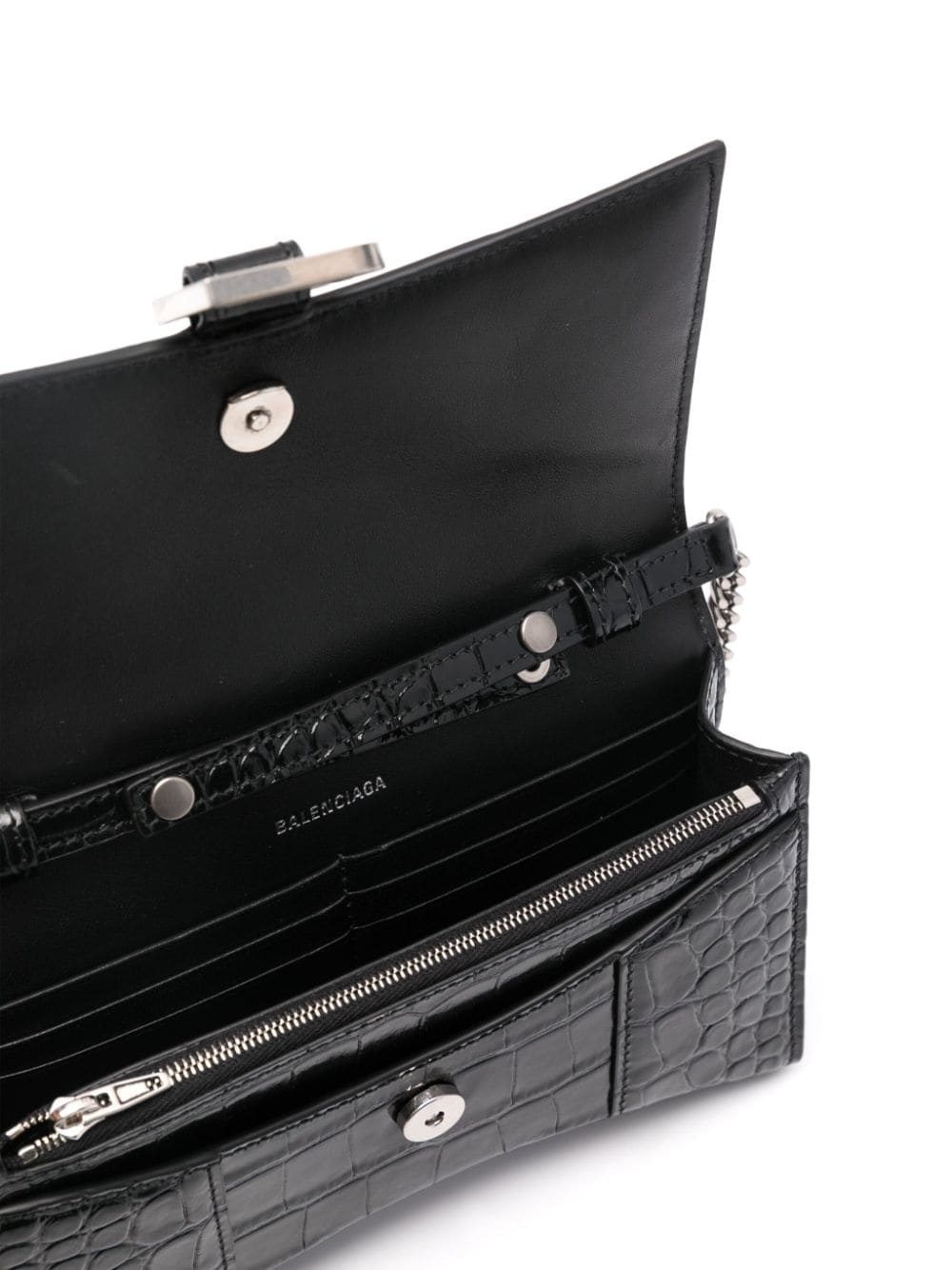Hourglass crocodile-effect leather crossbody bag - 5