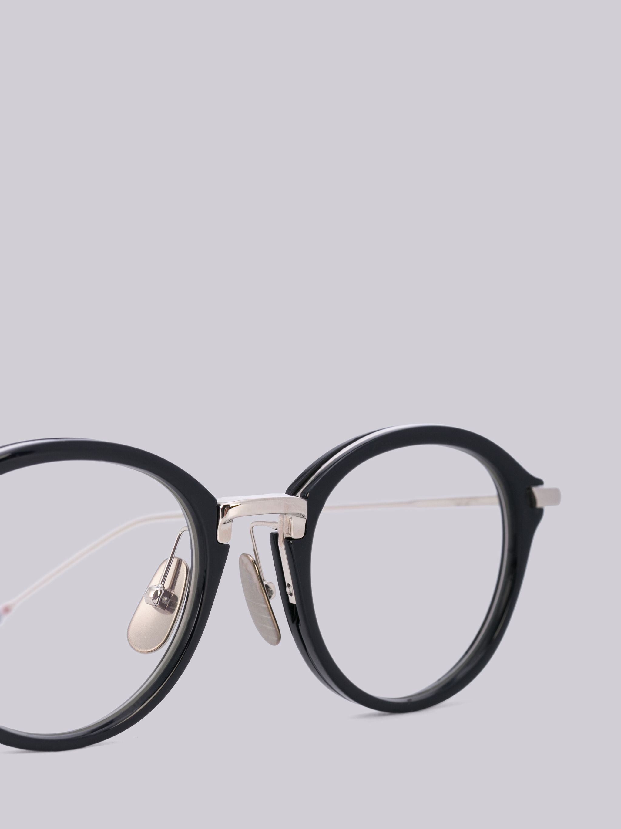 TB011 - Silver and Black Round Glasses - 2