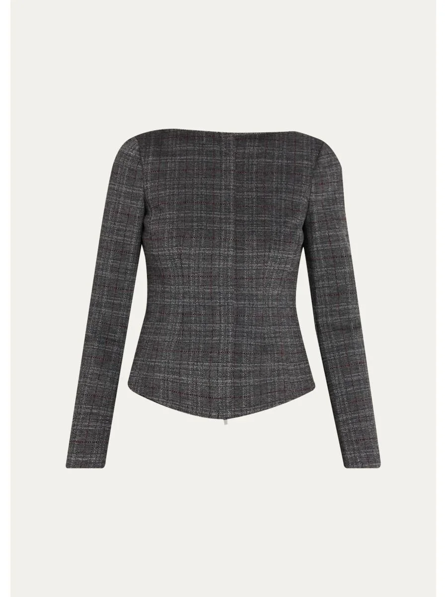Plaid Tweed Jacket - 1