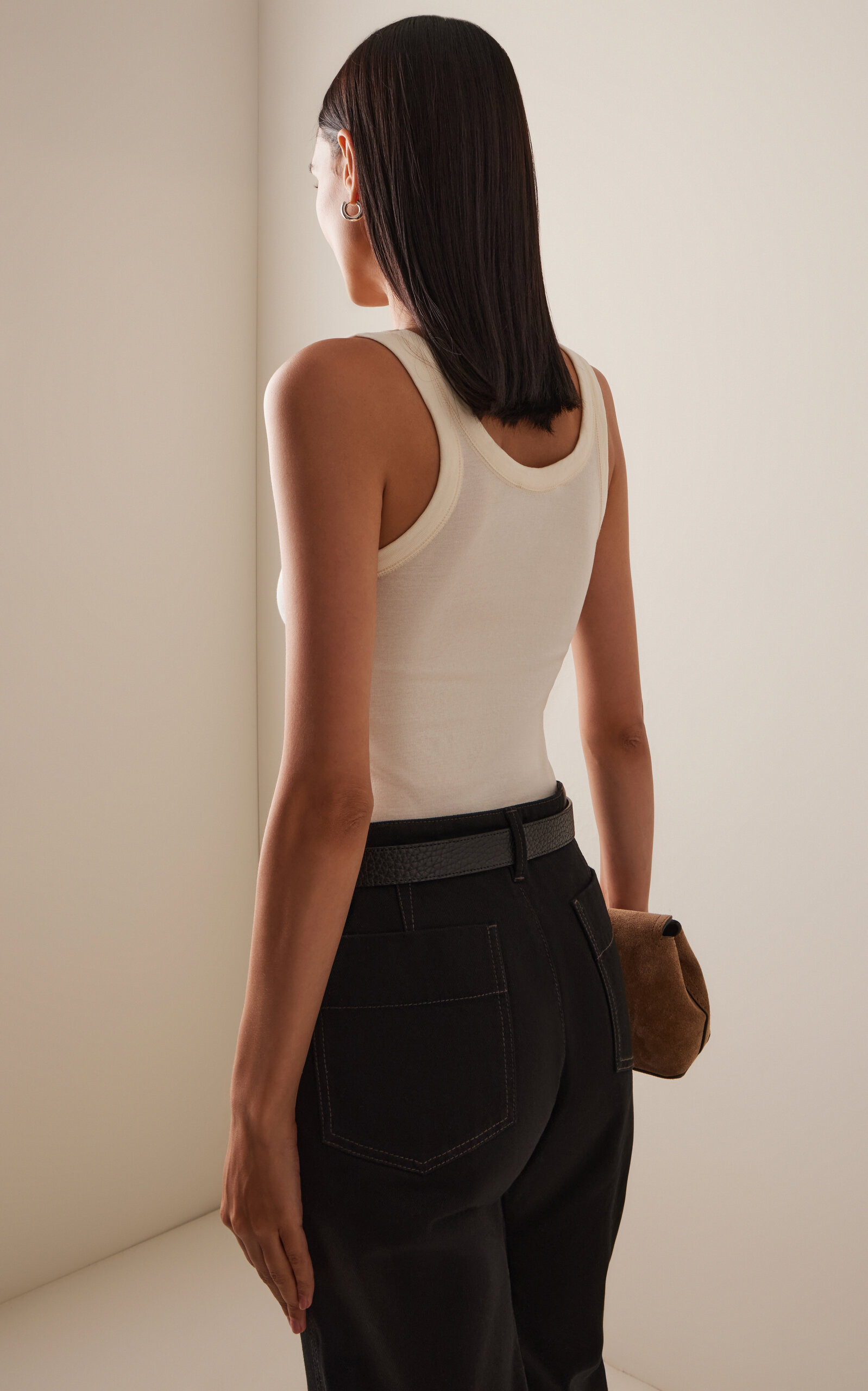 Ribbed Cotton Tank Top ivory - 4