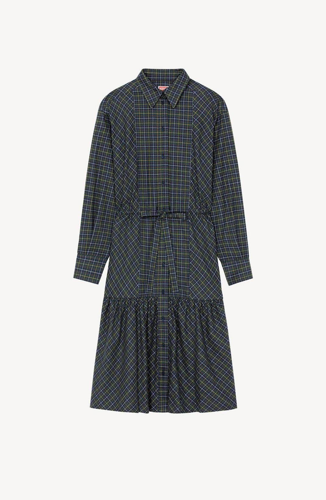 Checked midi-length shirt dress - 1