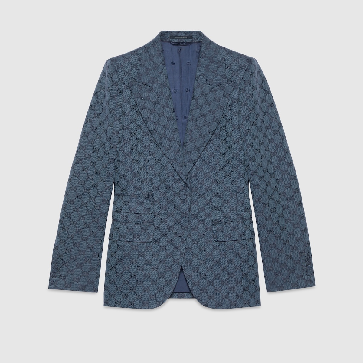 GG Double Breasted Wool Blazer in Grey - Gucci