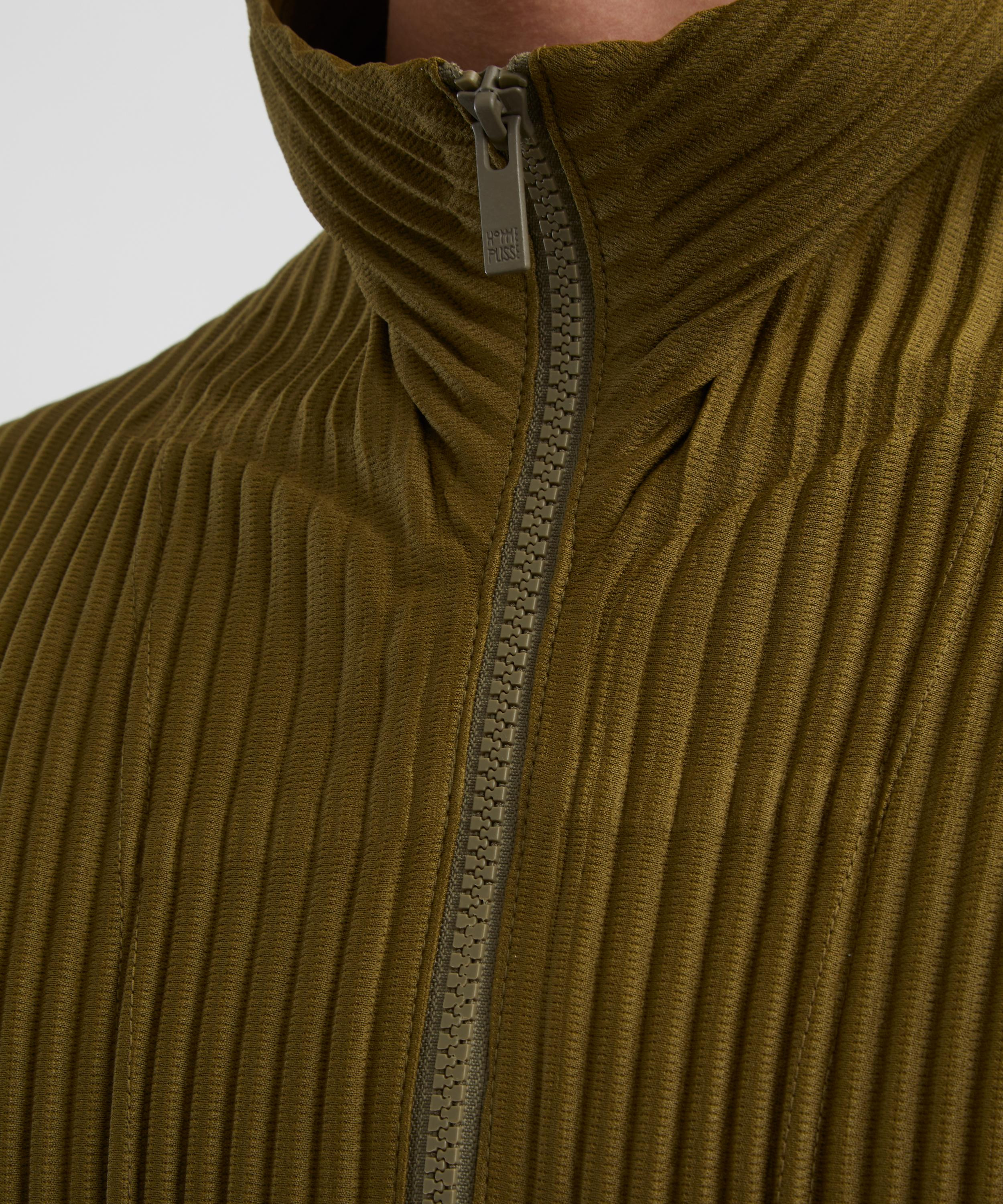 COLOURS PLEATS Olive Khaki Pleated Jacket - 5