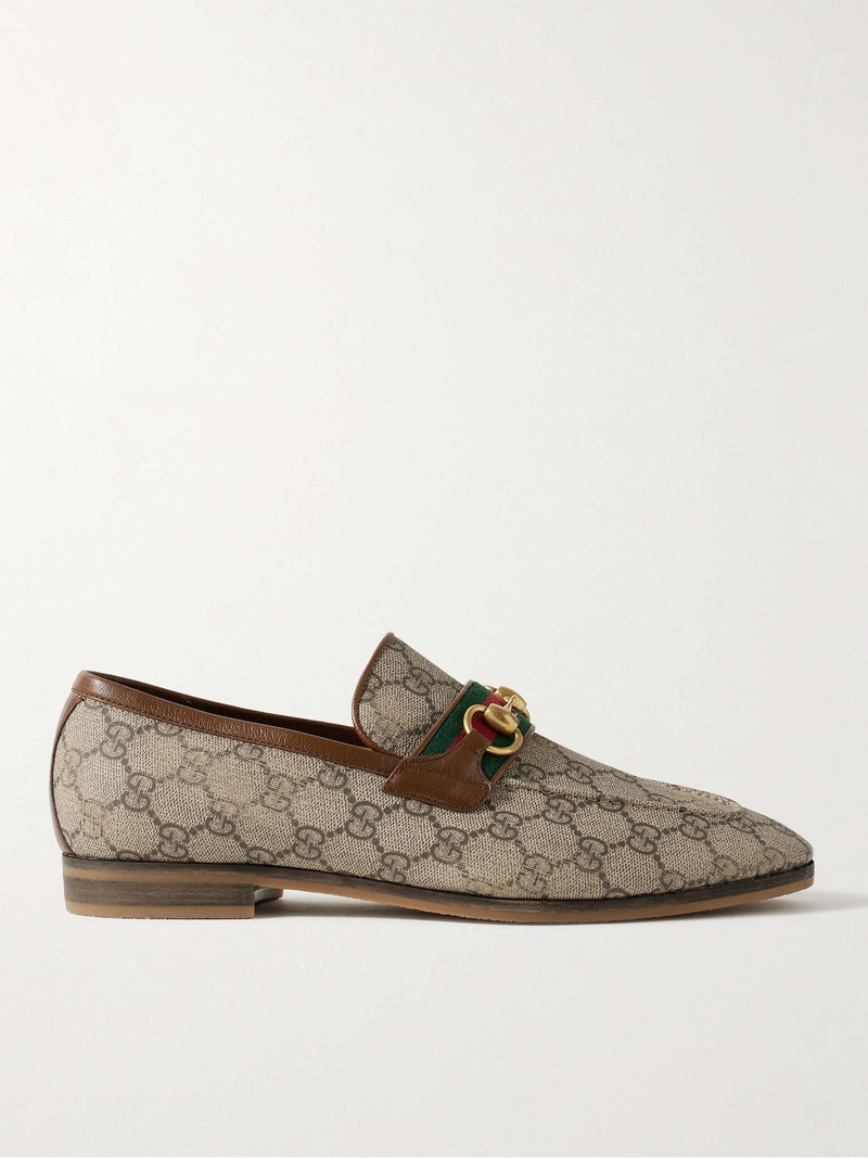 Paride Webbing and Leather-Trimmed Horsebit Coated-Canvas Loafers - 1