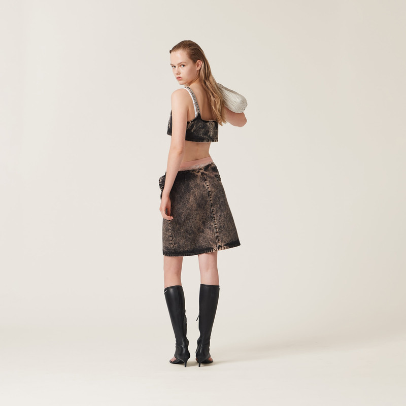 Miu Miu Marbleized denim skirt outlook