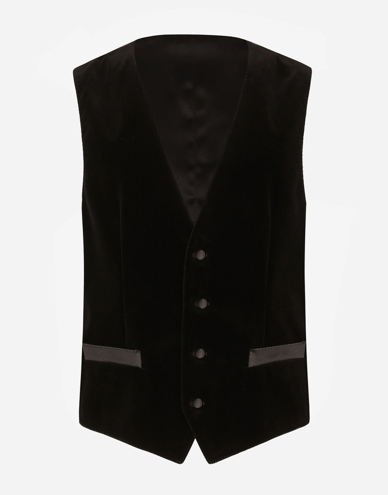 Single-breasted velvet vest - 1