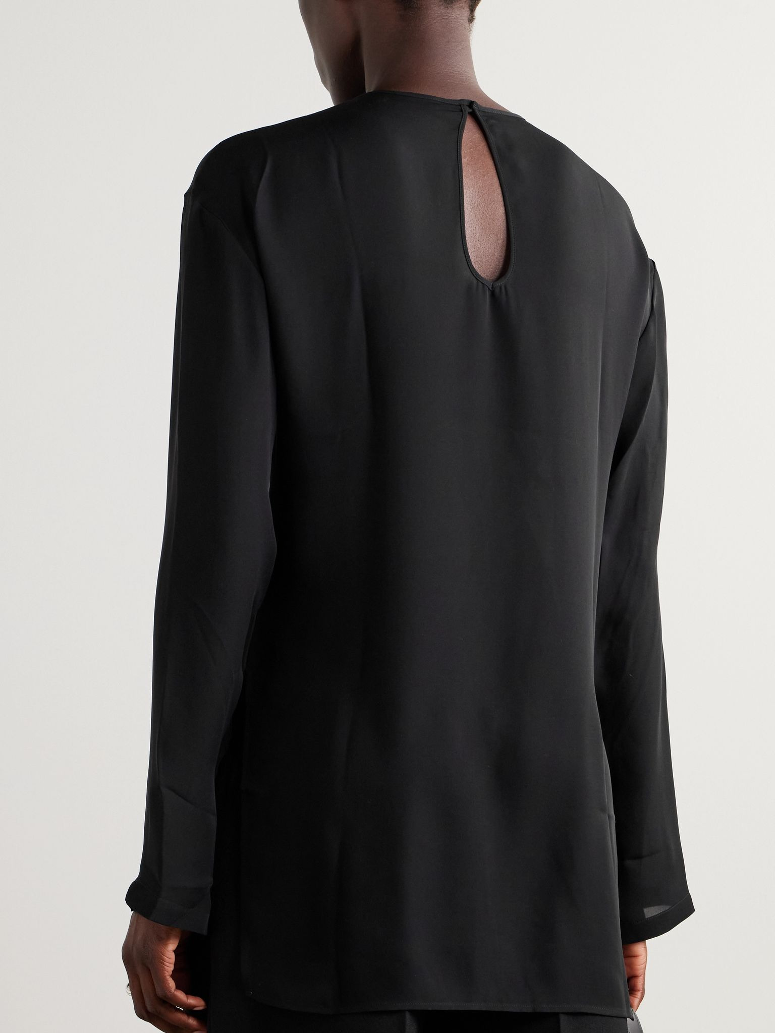 Silk-georgette blouse Black - 3