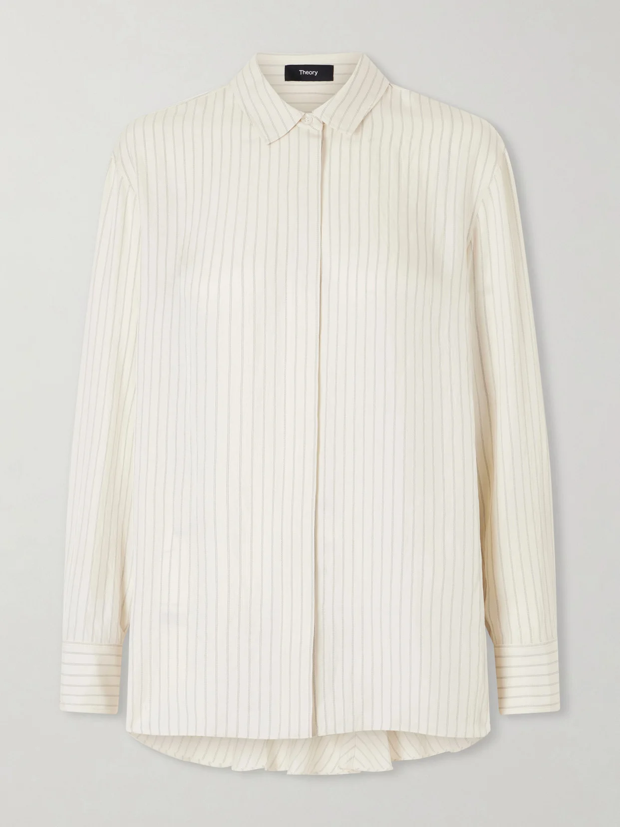 Hi Lo Flou Striped Satin Shirt - 1