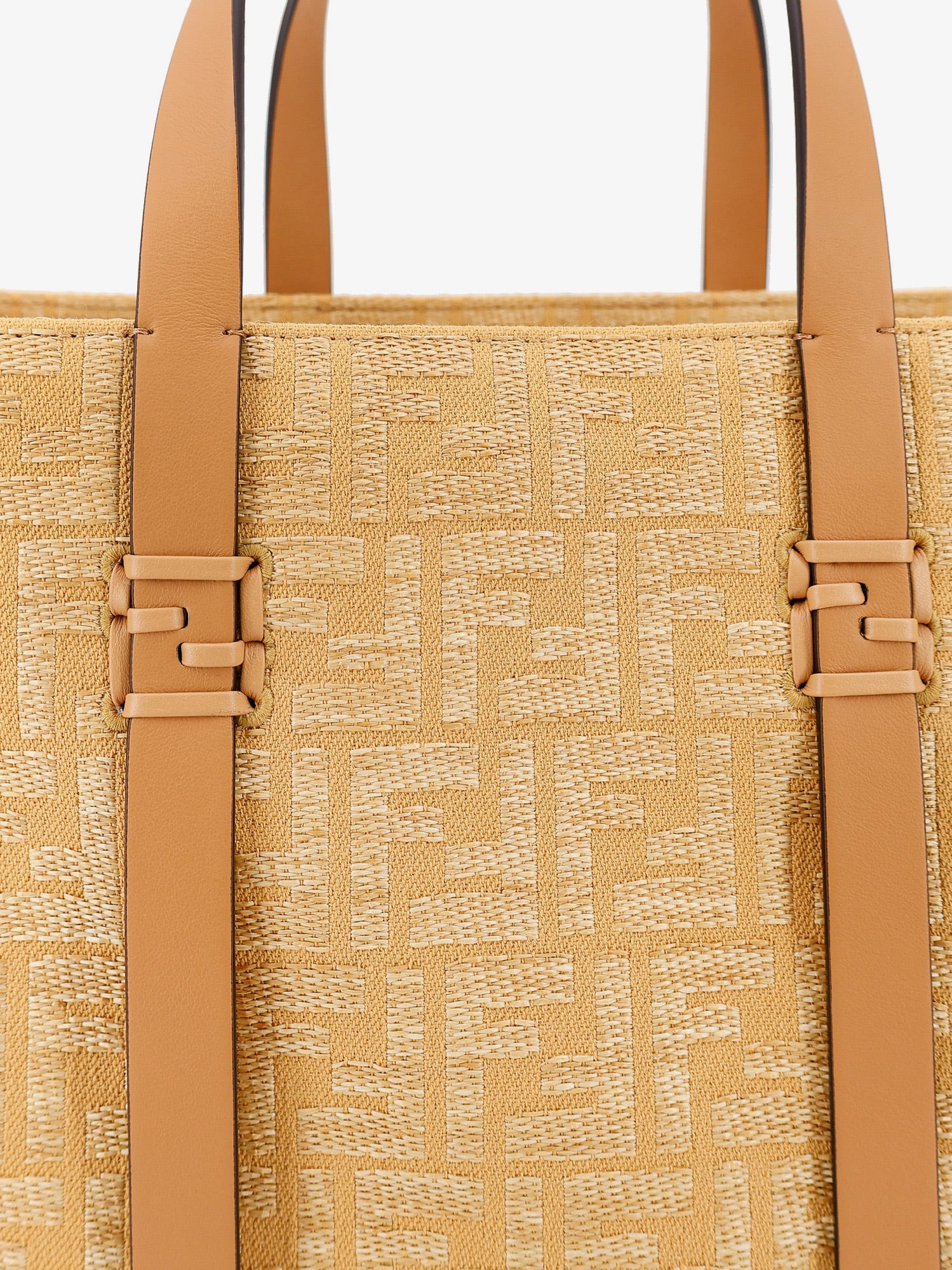 Fendi Summer Tote Rafia Shoulder Bag With All-Over Ff Logo - 5