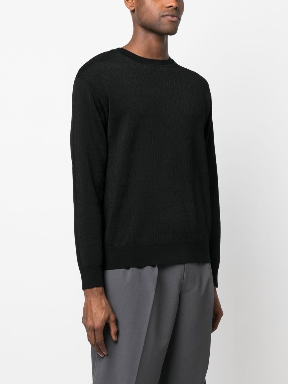 logo-jacquard crew-neck jumper - 3