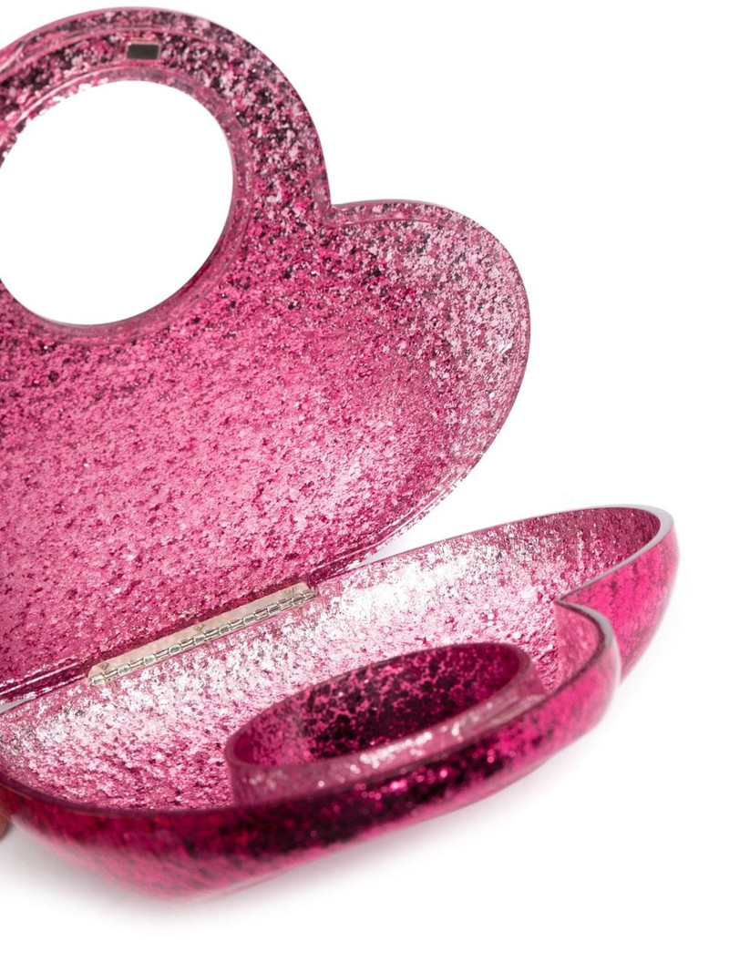 Heart glitter-embellished clutch bag 6