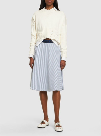 Marni Striped cotton blend flared midi skirt outlook