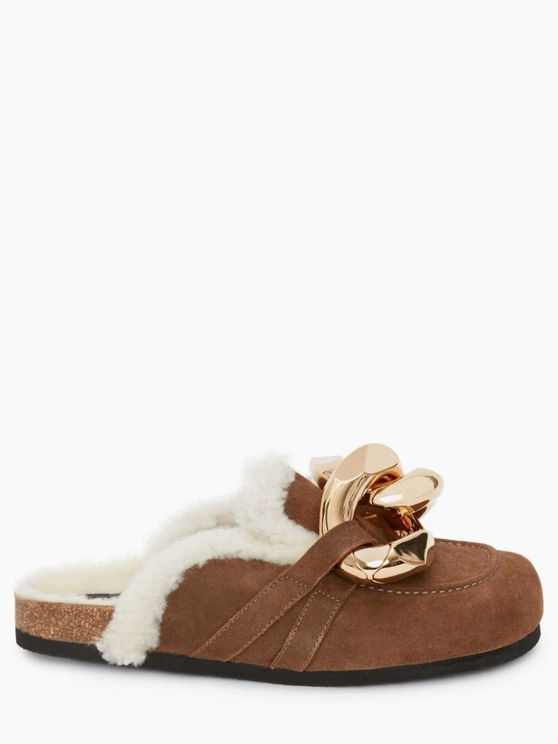 JW Anderson WOMEN’S SHEARLING CHAIN LOAFER MULES outlook