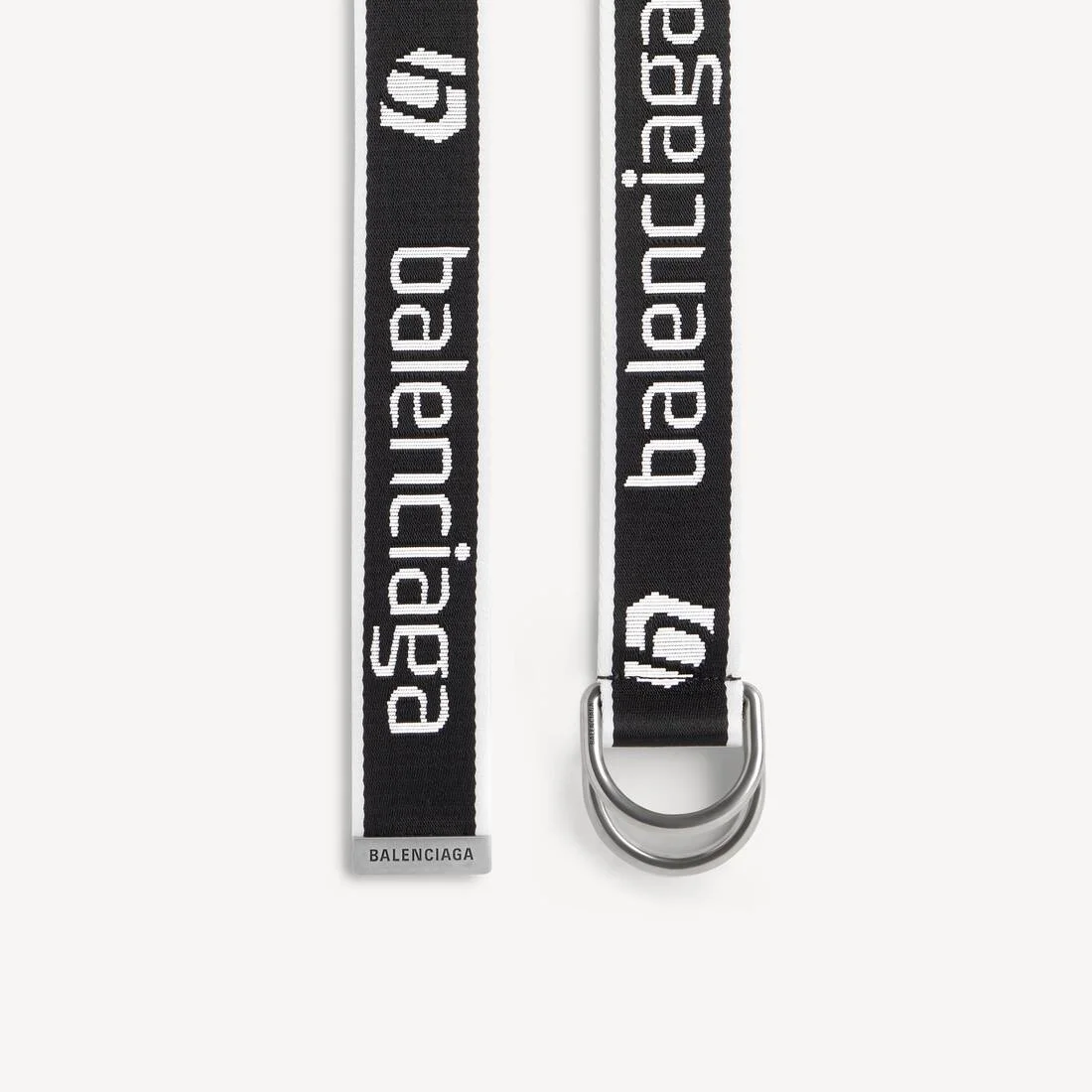 Men's D Ring Belt in Black/white - 1