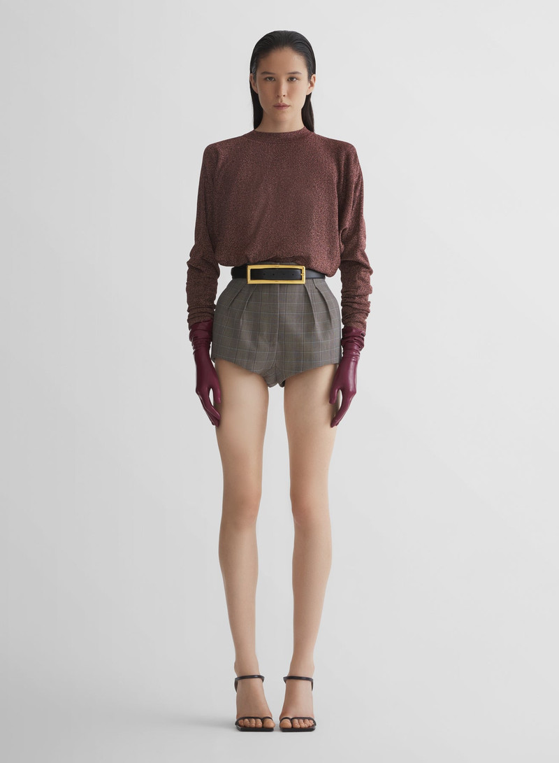 checked pleated tailored shorts 1
