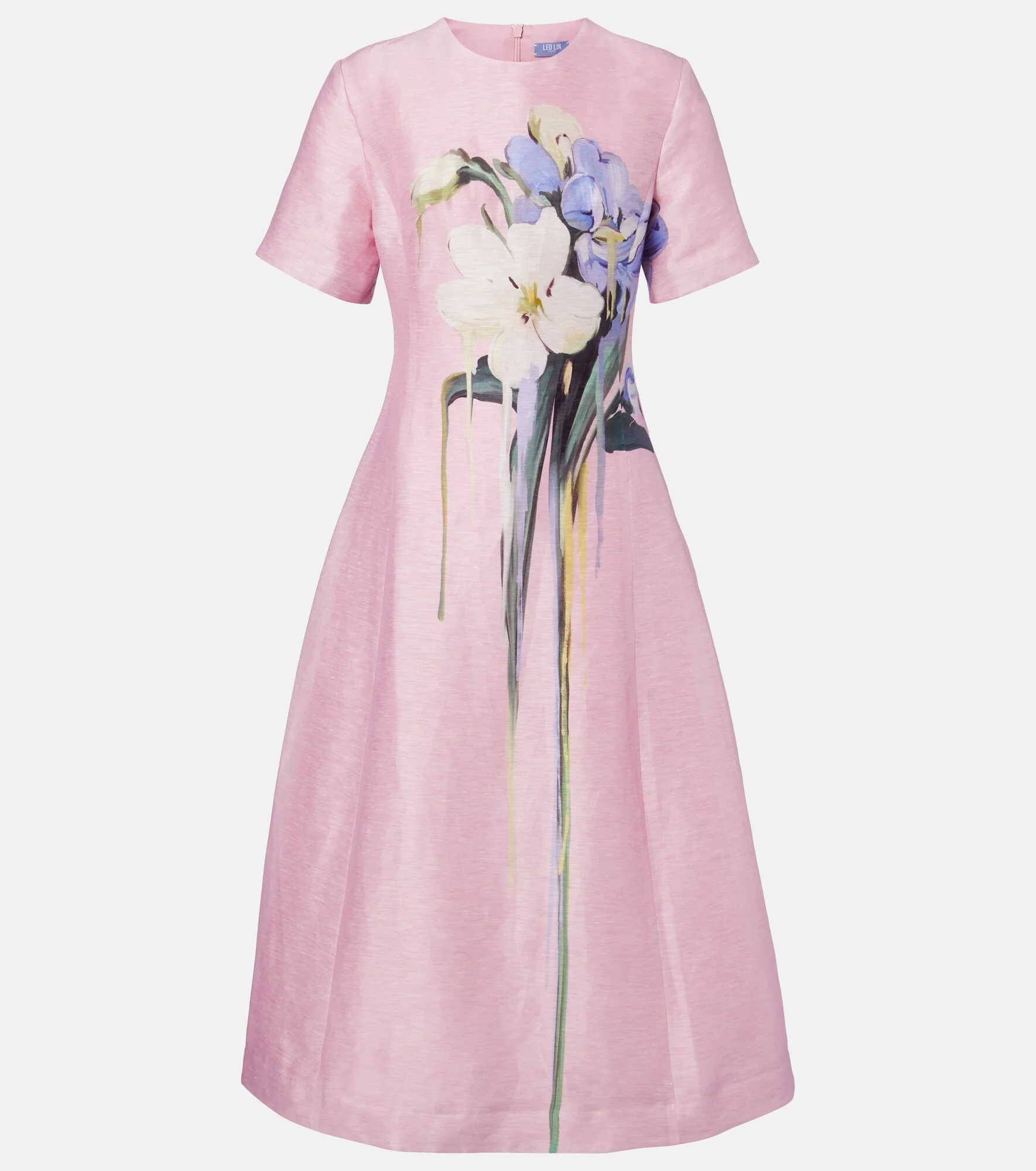 Caroline floral linen-blend midi dress - 1