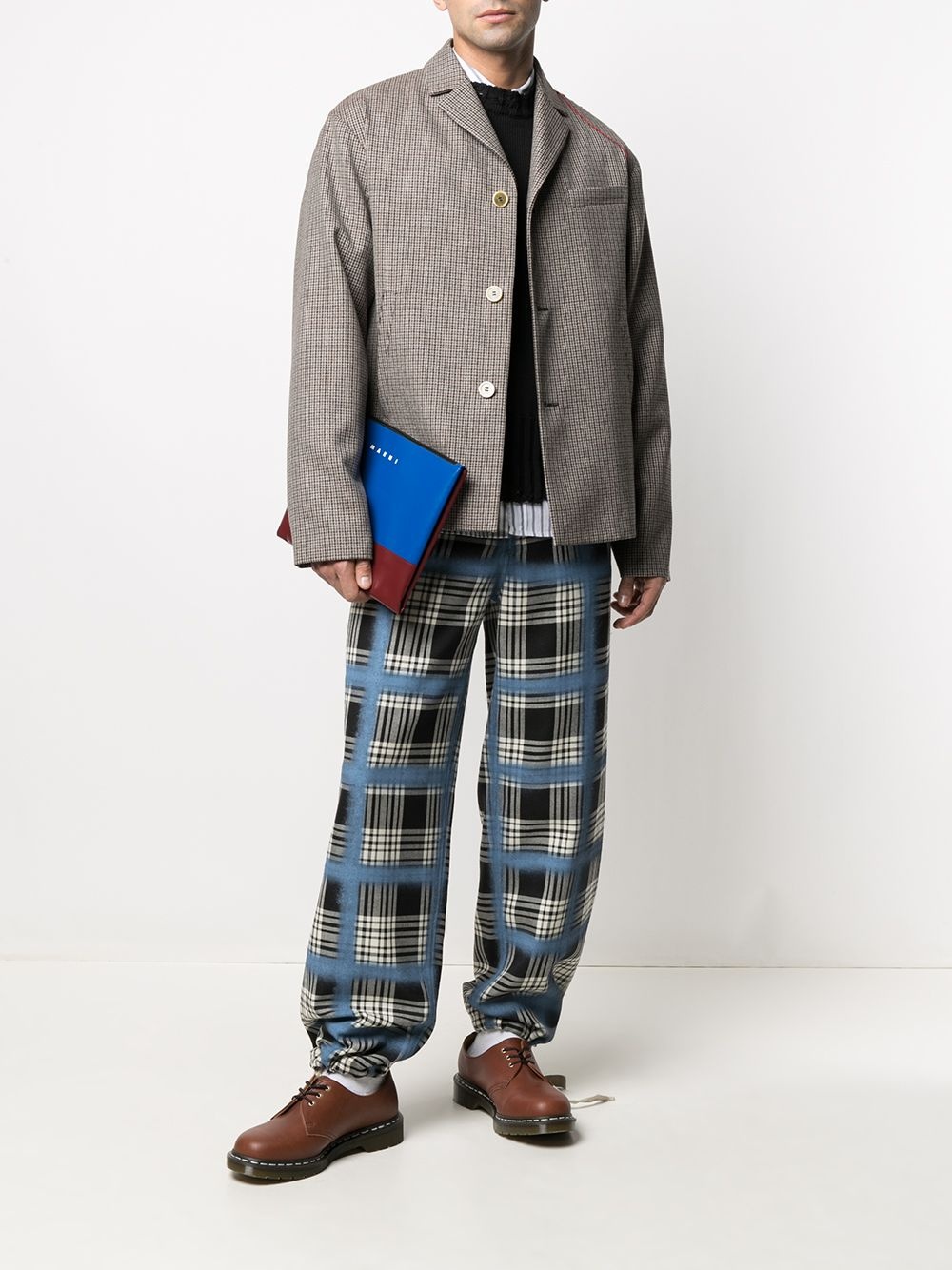 plaid straight-leg trousers - 2