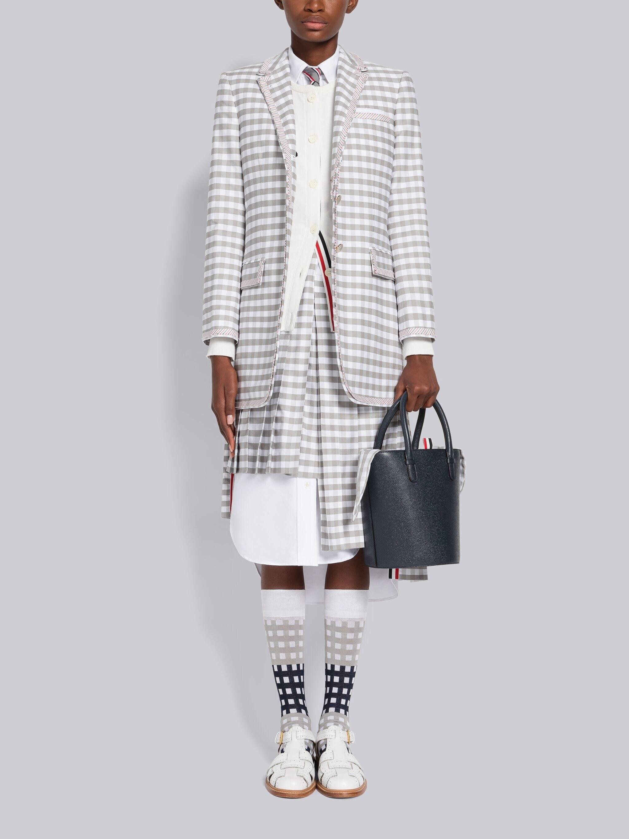 Gingham Oxford 2-in-1 Pleated Dress - 4