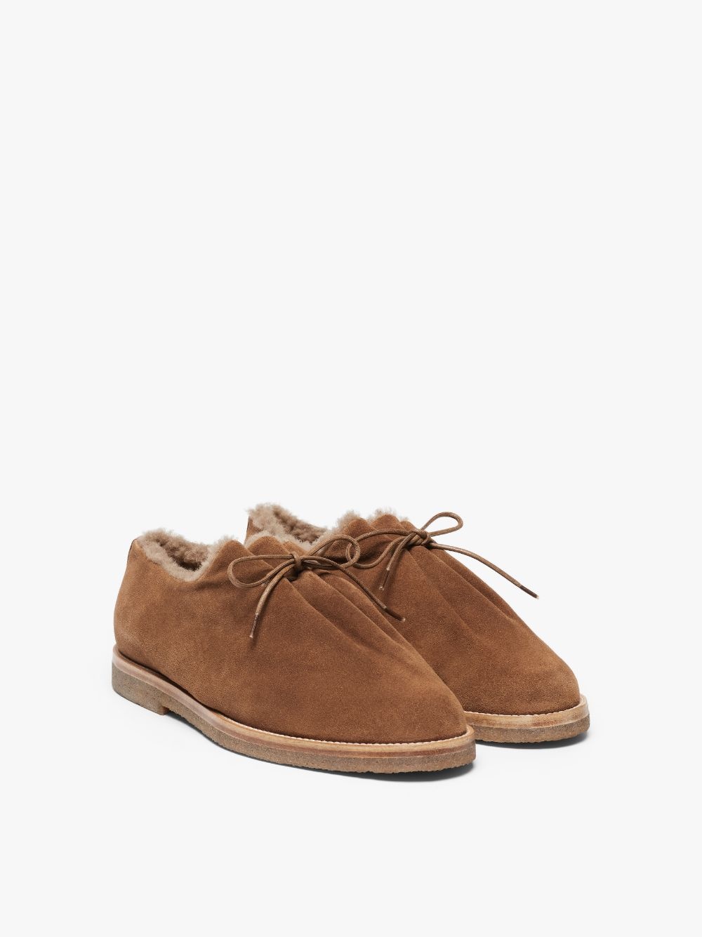JACQUES SOLOVIÈRE TOBACOO SHEARLING SUEDE LACE-UP SHOES - 2