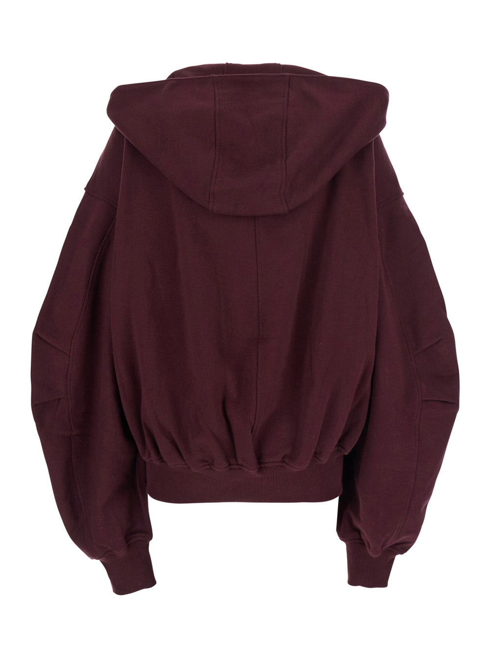 The Attico Women Bordeaux Cropped Sweatshirt With Fixed Hood And Logo Lettering On The Front In Cott - 2