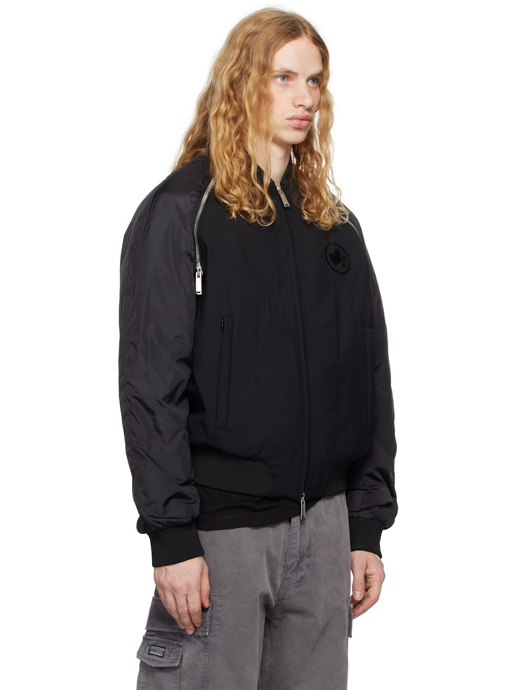 Black Classic Zipped Bomber Jacket - 2